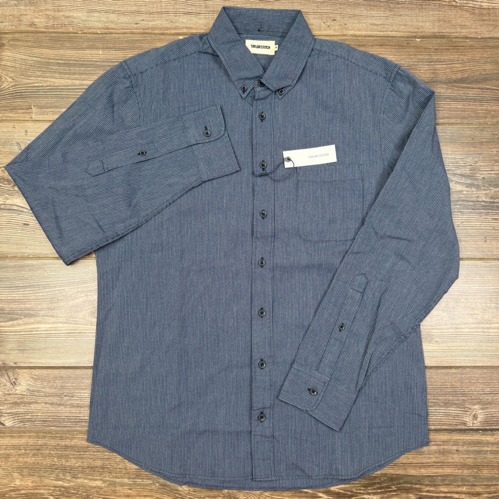 Taylor Stitch Mens 40 MEDIUM The Jack Shirt Marine Stripe Organic Cotton NWT